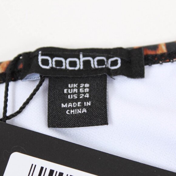 Boohoo Plus Tropical Leopard Bandeau Halter Tie Swimsuit - NWT - Size 24 - Picture 6 of 8